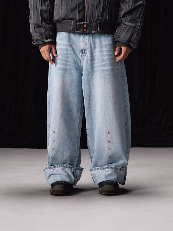 Labt Adjustable Multi Button Washed Baggy Jeans | Face 3 Face