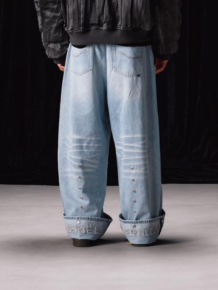 Labt Adjustable Multi Button Washed Baggy Jeans | Face 3 Face