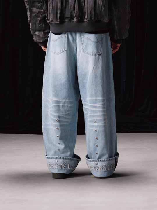 Labt Adjustable Multi Button Washed Baggy Jeans | Face 3 Face