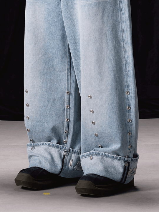 Labt Adjustable Multi Button Washed Baggy Jeans | Face 3 Face