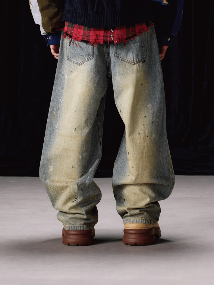 Labt Splash Ink Washed Baggy Jeans | Face 3 Face