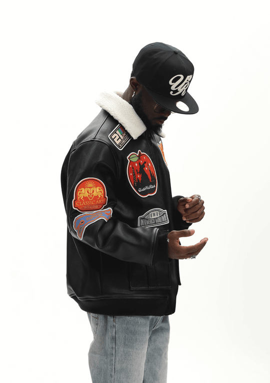 UNTILWERICH PU Leather Fleece Lined Bomber Jacket