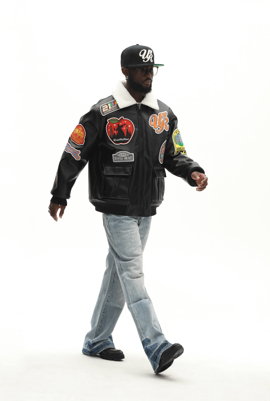 UNTILWERICH PU Leather Fleece Lined Bomber Jacket