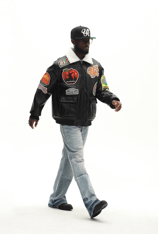 UNTILWERICH PU Leather Fleece Lined Bomber Jacket