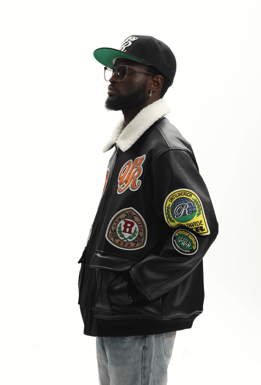 UNTILWERICH PU Leather Fleece Lined Bomber Jacket