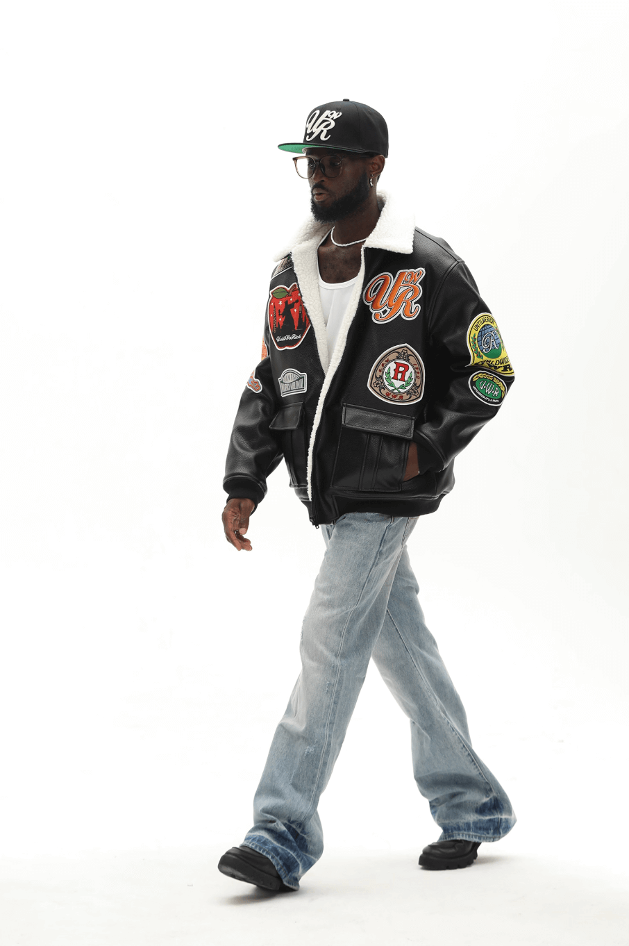 UNTILWERICH PU Leather Fleece Lined Bomber Jacket