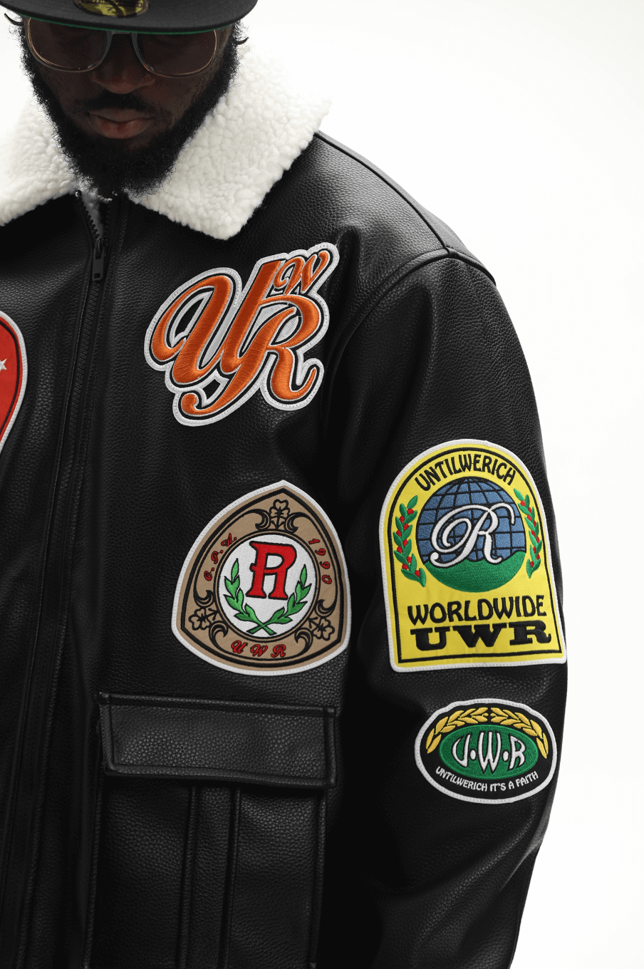 UNTILWERICH PU Leather Fleece Lined Bomber Jacket