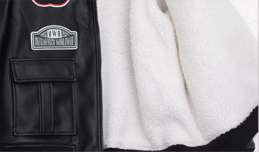 UNTILWERICH PU Leather Fleece Lined Bomber Jacket