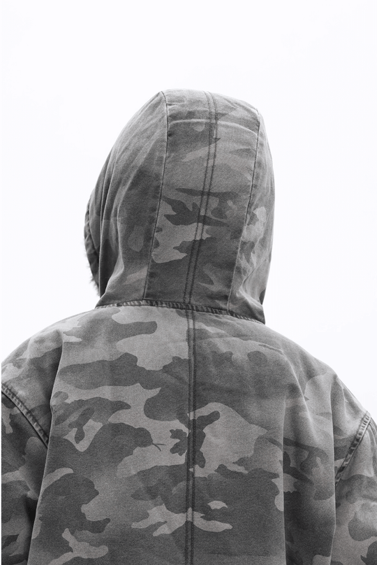 UNTILWERICH Washed Camouflage Hooded Jacket