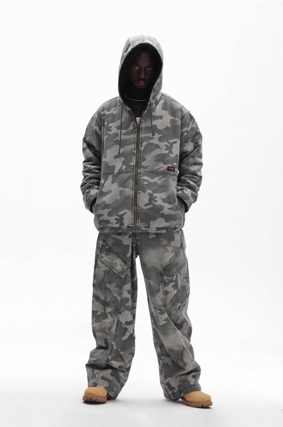 UNTILWERICH Washed Camouflage Hooded Jacket