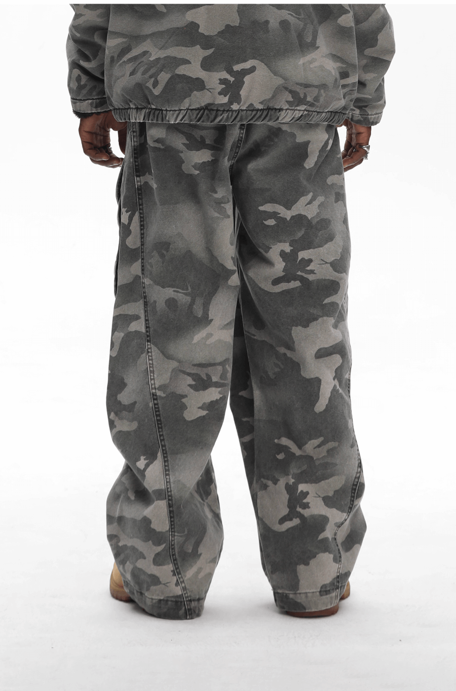 UNTILWERICH Washed Camouflage Work Cargo Pants