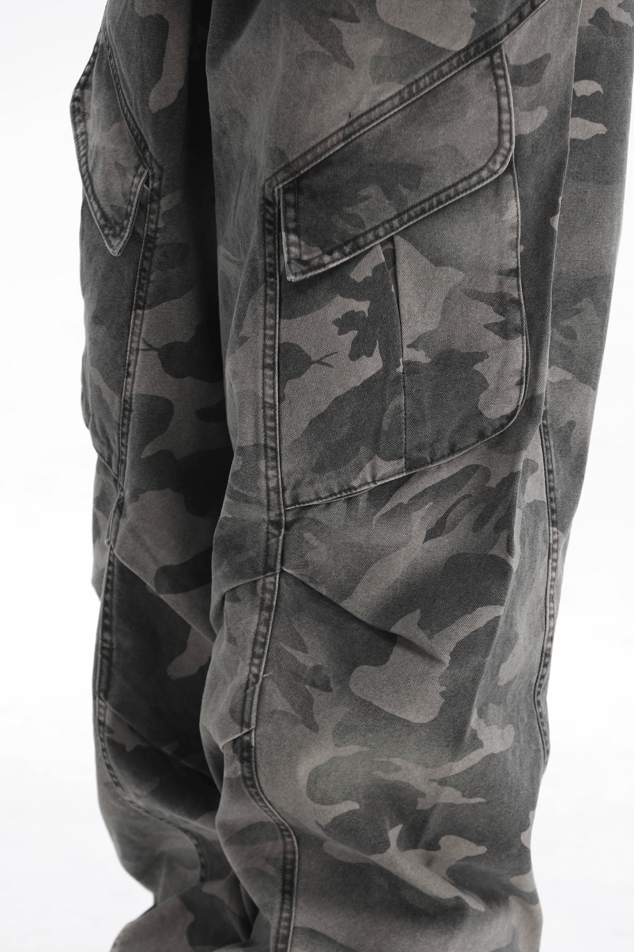 UNTILWERICH Washed Camouflage Work Cargo Pants