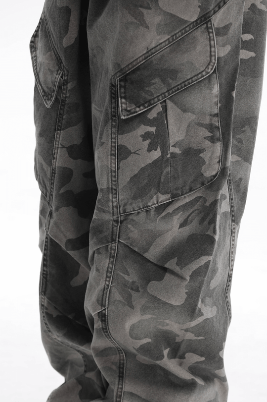 UNTILWERICH Washed Camouflage Work Cargo Pants
