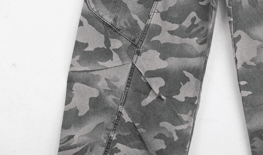 UNTILWERICH Washed Camouflage Work Cargo Pants