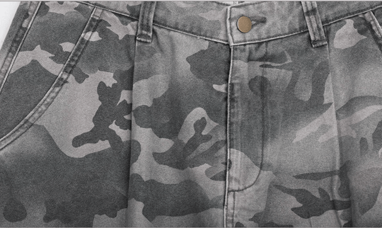 UNTILWERICH Washed Camouflage Work Cargo Pants