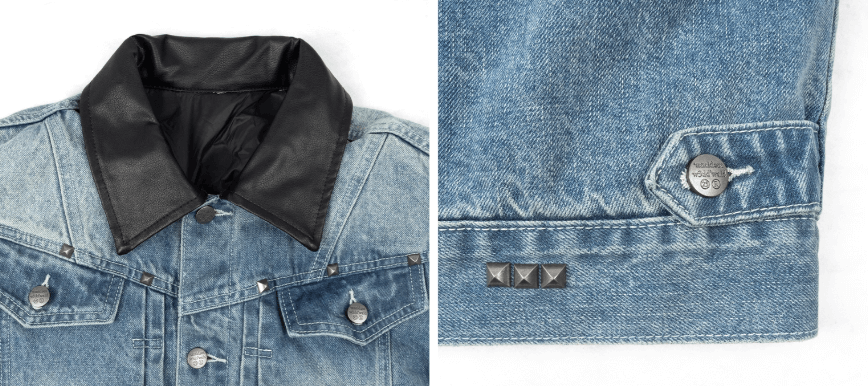 ANTIDOTE Rivet Studded Fleece Lined Denim Jacket | Face 3 Face