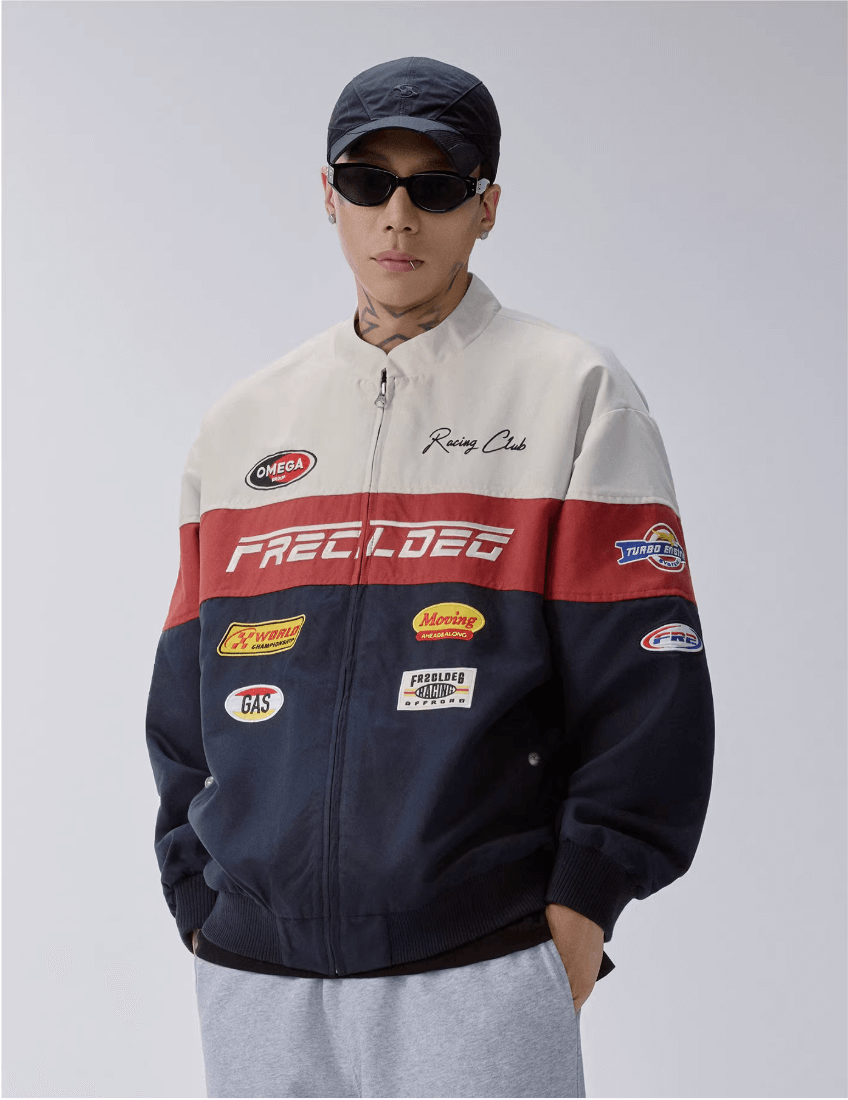 F2CE Patchwork Color Block Racing Jacket | Face 3 Face