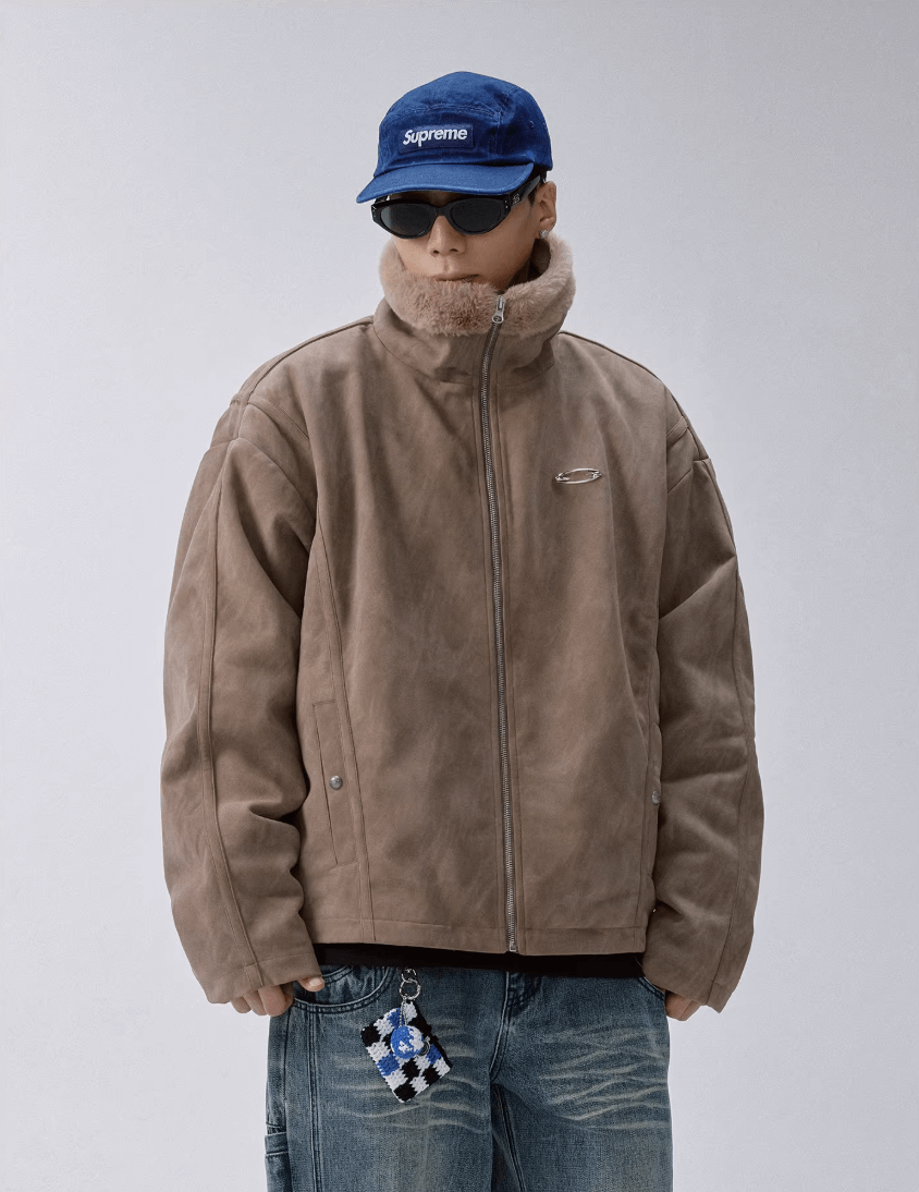 F2CE Long Fur Lined Suede Jacket | Face 3 Face