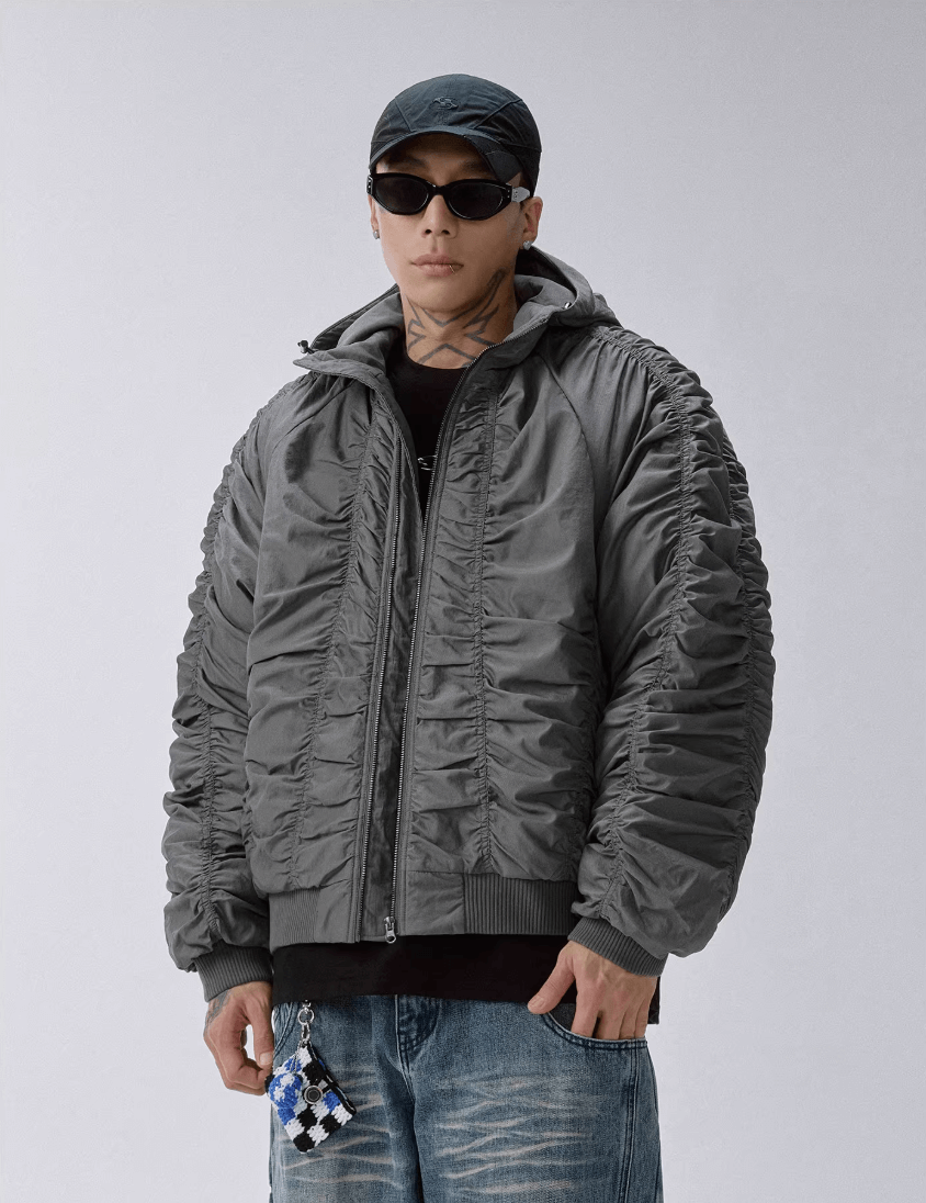 F2CE Ruched Hooded MA-1 Bomber Jacket - Streetwear – Face 3 Face