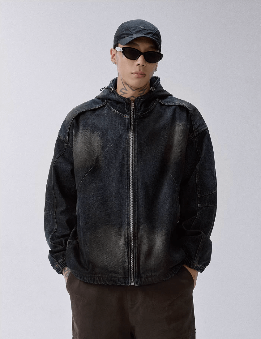 F2CE Reworked Patch Hooded Denim Jacket | Face 3 Face