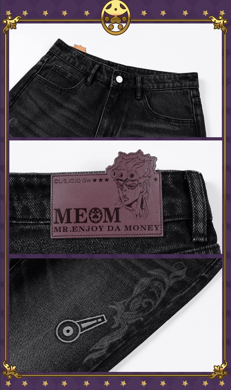 MEDM × JOJO Icon Embroidery Washed Distressed Jeans | Face 3 Face