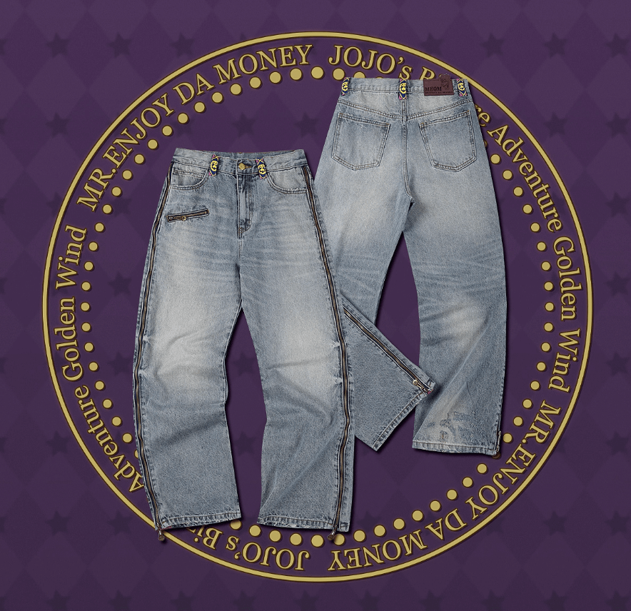 MEDM × JOJO Side Zipper Contrast Checkered Washed Jeans | Face 3 Face