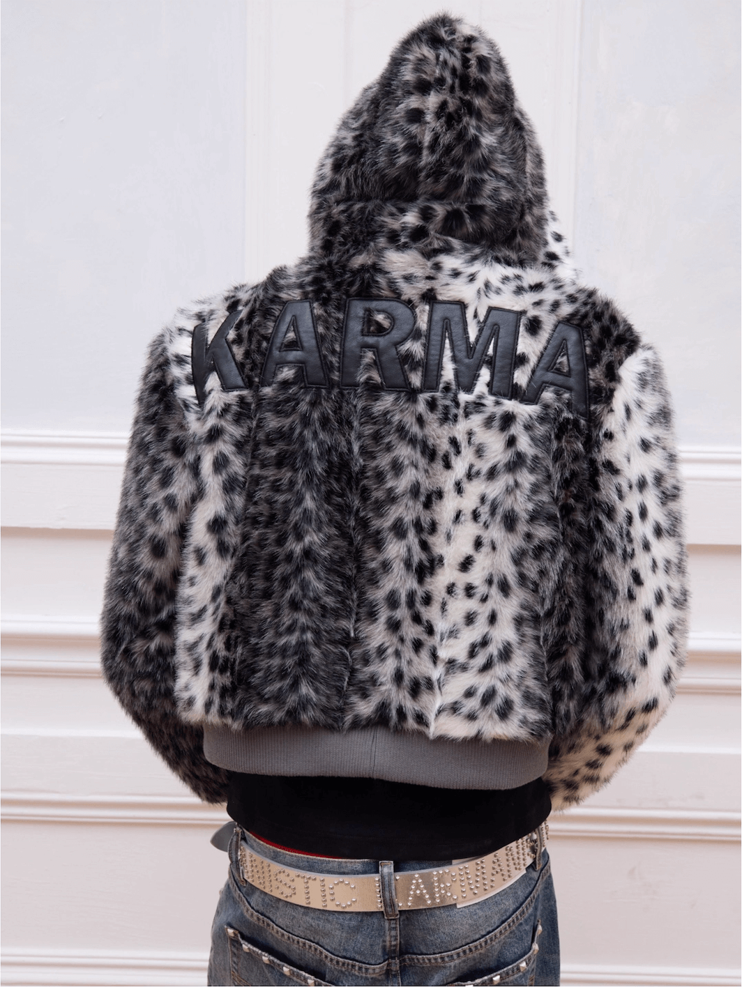 KARMANISTIC Leopard Fur Hooded Jacket | Face 3 Face