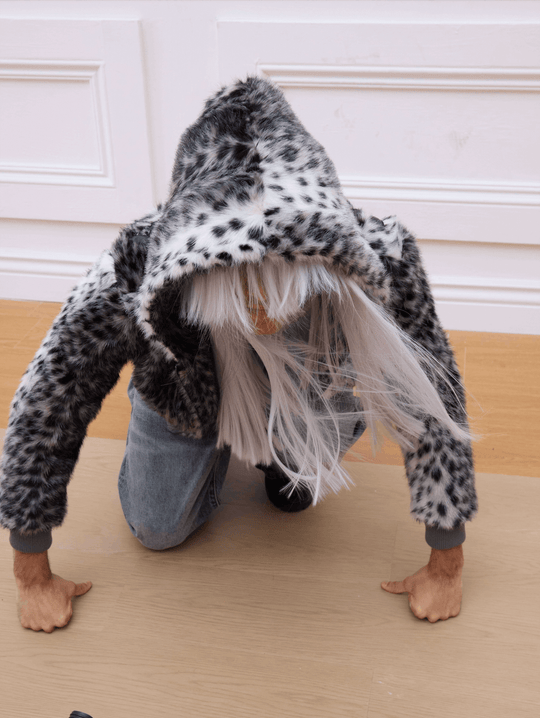 KARMANISTIC Leopard Fur Hooded Jacket | Face 3 Face