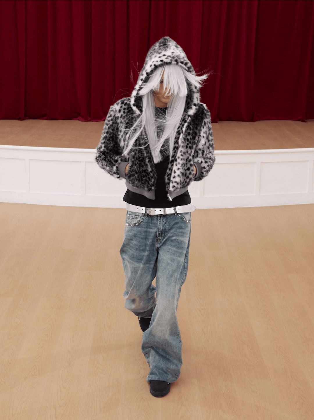 KARMANISTIC Leopard Fur Hooded Jacket | Face 3 Face