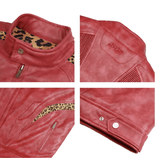 S45 Leopard Print Patchwork PU Leather Biker Jacket | Face 3 Face
