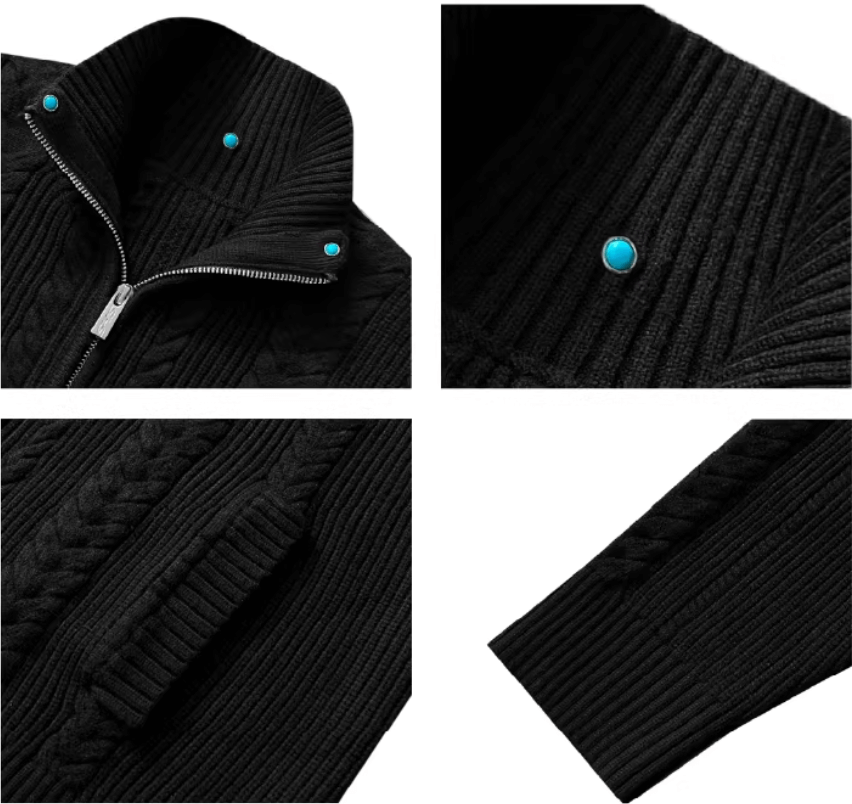 S45 Turquoise Studded Twisted Knit Zip Up Cardigan | Face 3 Face