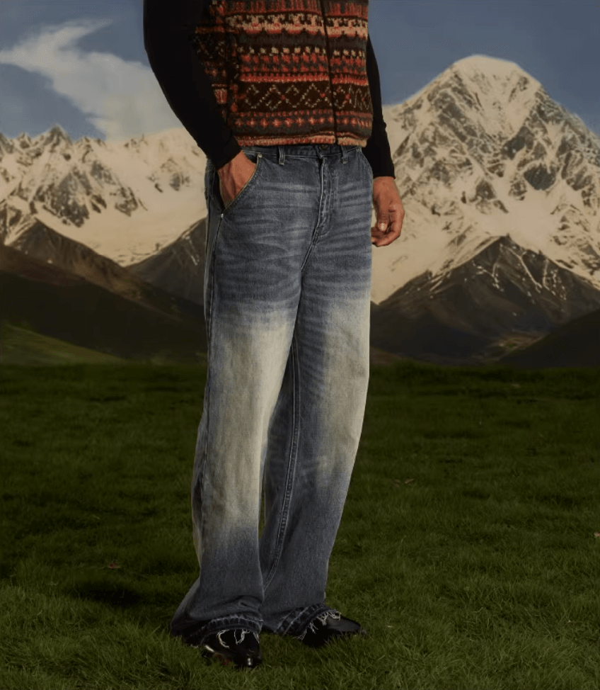 S45 Ethnic Trim Back Pocket Washed Jeans | Face 3 Face