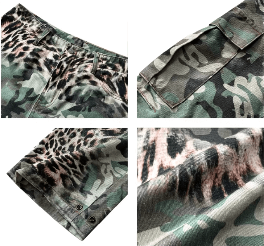 S45 Leopard Camouflage Print Cargo Pants | Face 3 Face