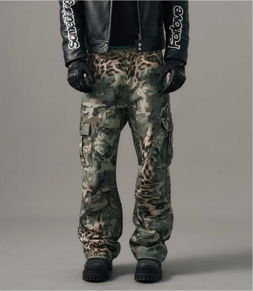 S45 Leopard Camouflage Print Cargo Pants | Face 3 Face