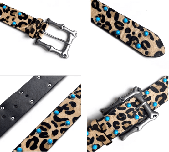 S45 Leopard Turquoise Bone Buckle Belt | Face 3 Face