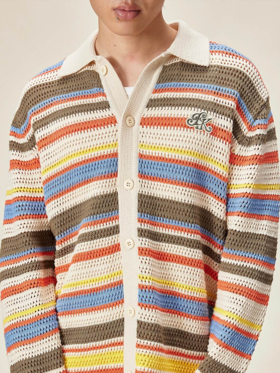 EVILKNIGHT(EK) Multicolor Striped Knit Cardigan