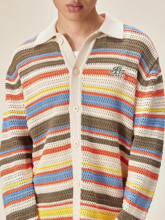 EVILKNIGHT(EK) Multicolor Striped Knit Cardigan