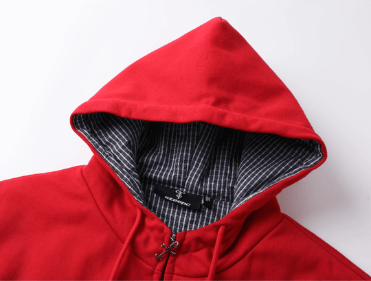STEEPC Plaid Lined Red Hooded Jacket | Face 3 Face