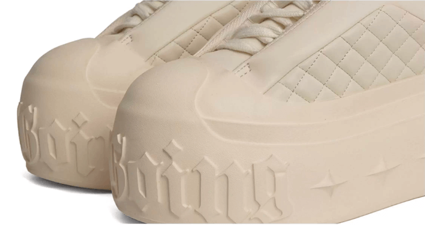 1807 INF-008 Gothic Lace Up Quilted PU Leather Chunky Sneakers