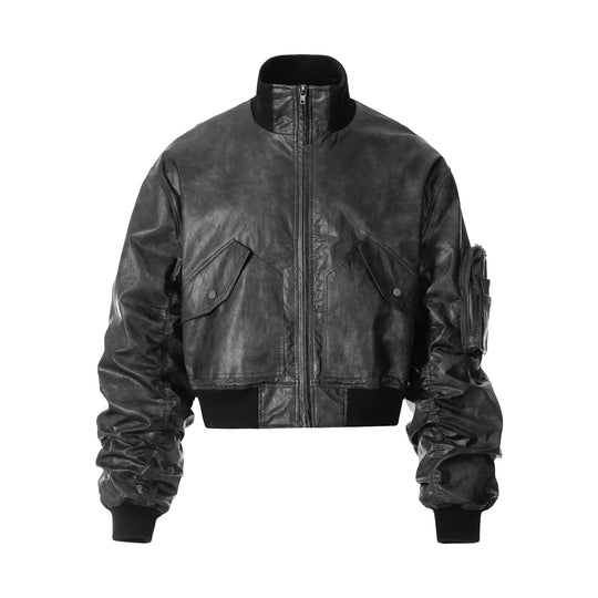 F3F Select Big Arm Pockets PU Leather MA-1 Bomber Jacket | Face 3 Face