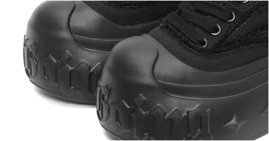 1807 INF-008 Gothic Lace Up Canvas All Black Chunky Sneakers | Face 3 Face