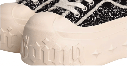 1807 INF-008 Gothic Lace Up Canvas Paisley Chunky Sneakers | Face 3 Face