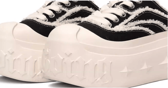 1807 INF-008 Gothic Lace Up Canvas Chunky Half Sneakers | Face 3 Face