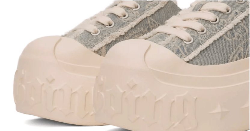 1807 INF-008 Gothic Lace Up Canvas Paisley Chunky Half Sneakers | Face 3 Face