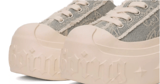 1807 INF-008 Gothic Lace Up Canvas Paisley Chunky Half Sneakers | Face 3 Face