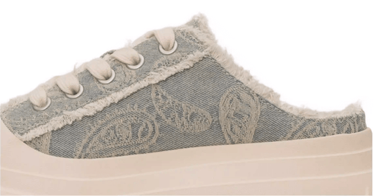 1807 INF-008 Gothic Lace Up Canvas Paisley Chunky Half Sneakers | Face 3 Face