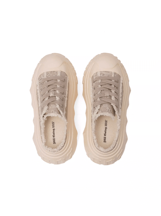 1807 INF-008 Gothic Lace Up Canvas Paisley Chunky Half Sneakers | Face 3 Face