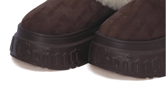 1807 INF-010 Gothic Brown Shearling Chunky Platform Clogs | Face 3 Face