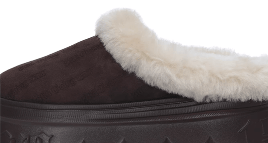 1807 INF-010 Gothic Brown Shearling Chunky Platform Clogs | Face 3 Face