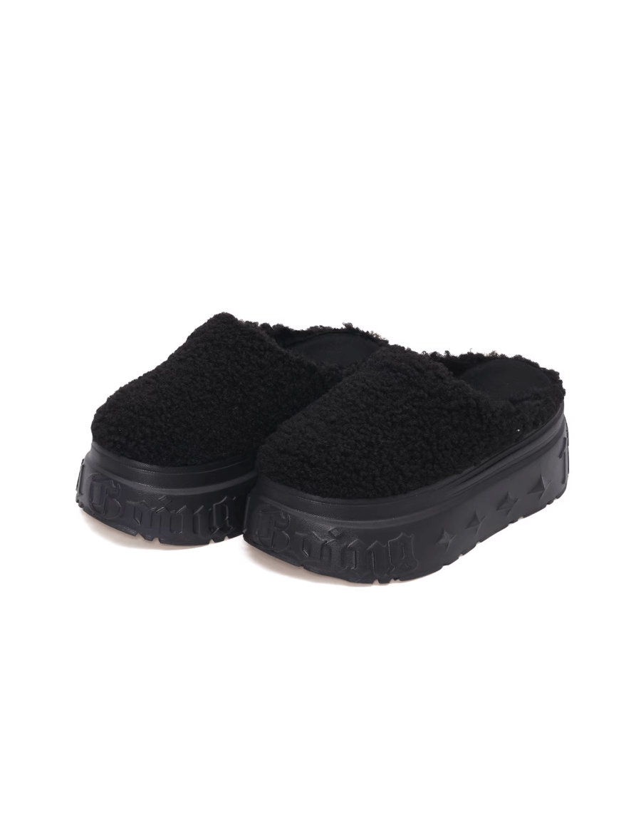 1807 INF-010 Gothic Black Teddy Chunky Platform Clogs | Face 3 Face